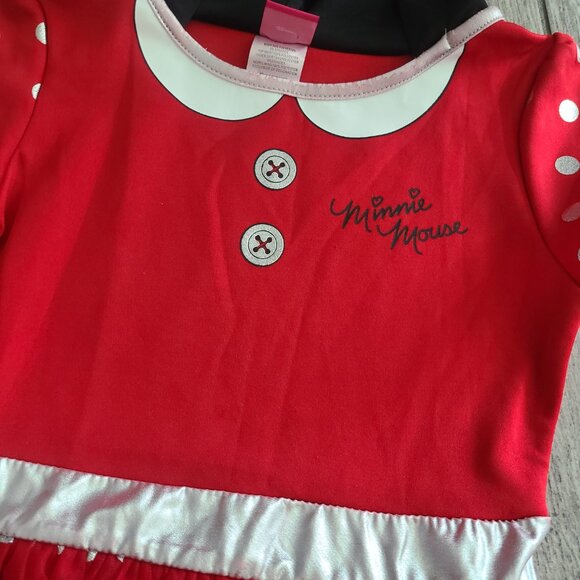 Disney Minnie Mouse girls dress red with white polka dot skirt & hood size M 7/8 - Picture 4 of 10